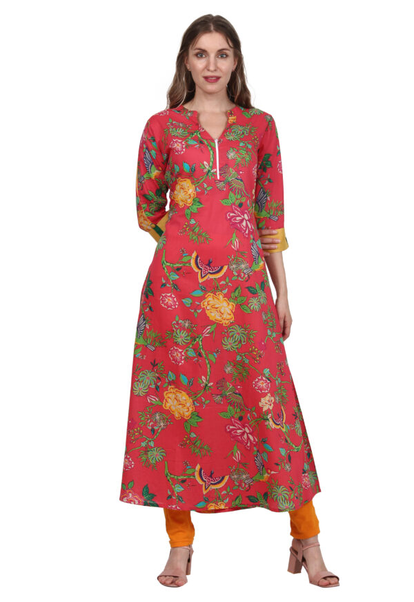 Ruzzell  crape mutlicolor printed Front open Angrakha Kurti - Image 2