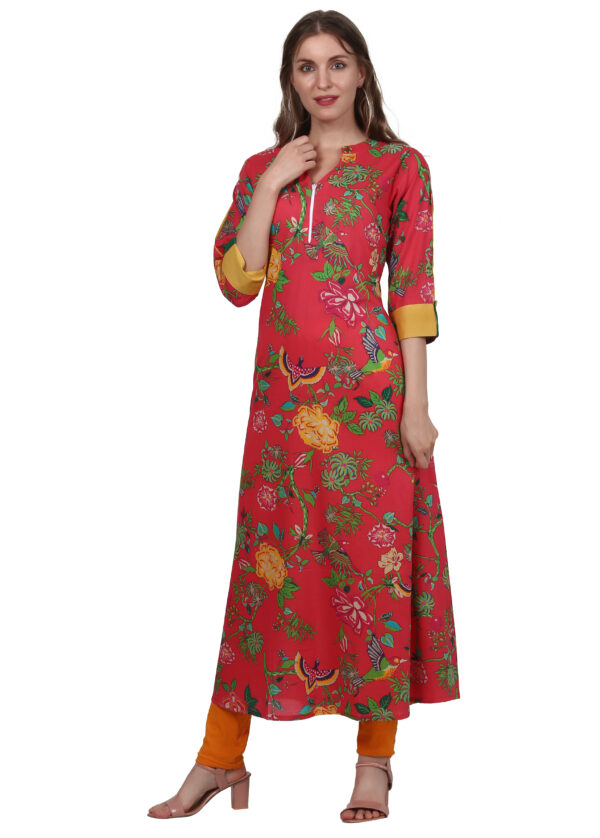 Ruzzell  crape mutlicolor printed Front open Angrakha Kurti - Image 7