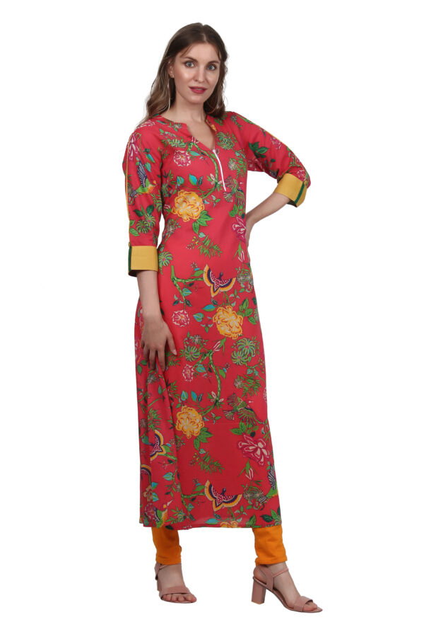 Ruzzell  crape mutlicolor printed Front open Angrakha Kurti - Image 3