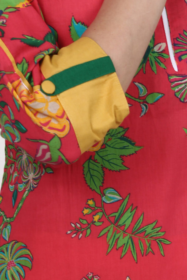 Ruzzell  crape mutlicolor printed Front open Angrakha Kurti - Image 5
