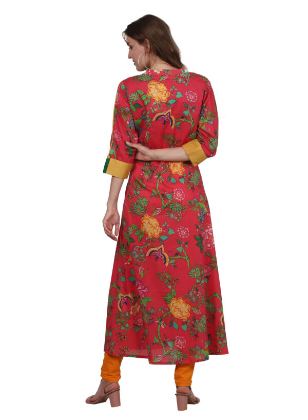 Ruzzell  crape mutlicolor printed Front open Angrakha Kurti