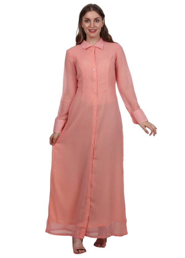 Ruzzell Peach Long Georgette Western one piece - Image 6