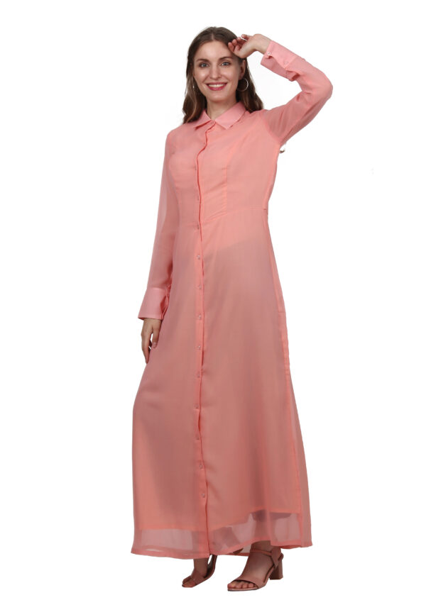 Ruzzell Peach Long Georgette Western one piece