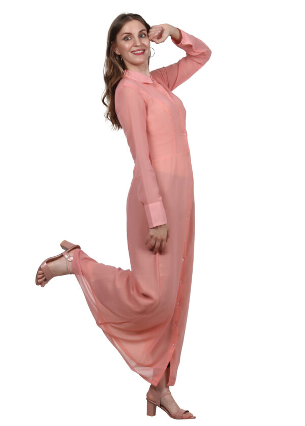 Ruzzell Peach Long Georgette Western one piece - Image 4