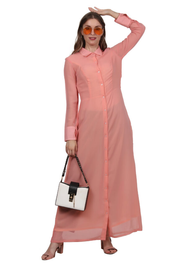 Ruzzell Peach Long Georgette Western one piece - Image 2