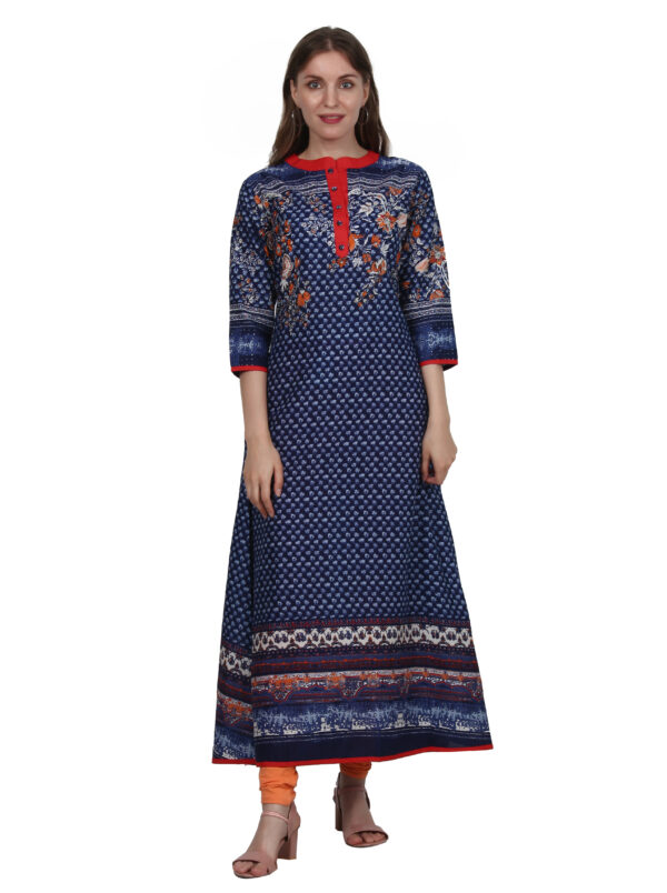 Ruzzell Blue printed Flaired Kurti - Image 4