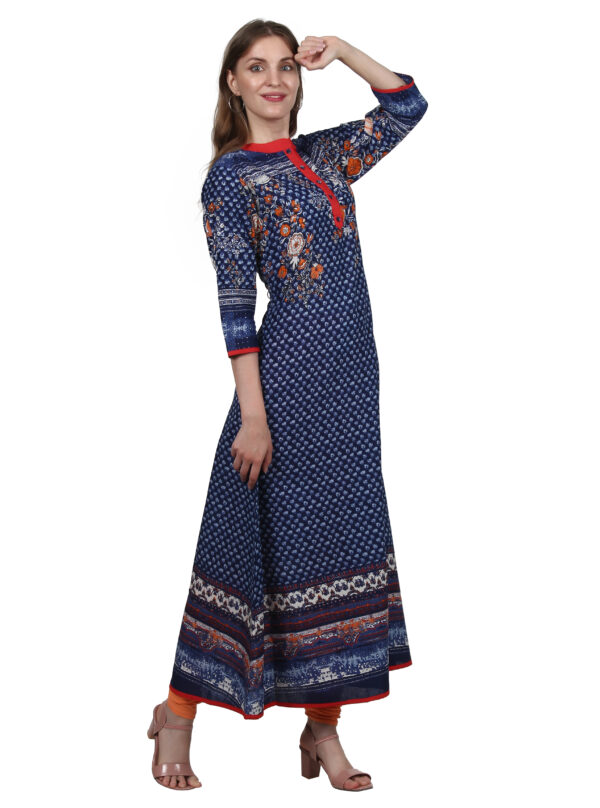 Ruzzell Blue printed Flaired Kurti - Image 2