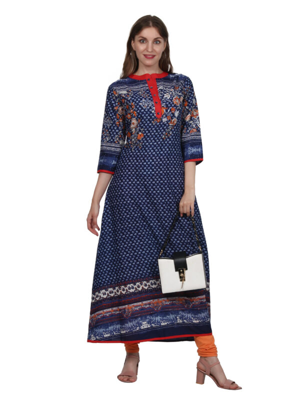 Ruzzell Blue printed Flaired Kurti - Image 5