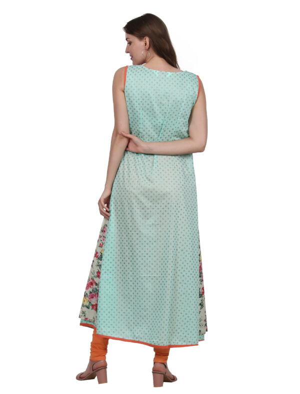 Ruzzell Floral Jacket style Sleeveless one piece kurti - Image 4