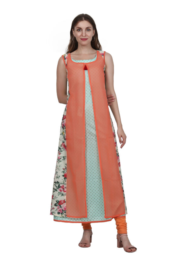 Ruzzell Floral Jacket style Sleeveless one piece kurti