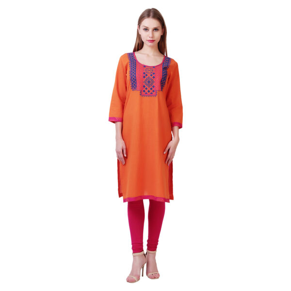 Ruzzell Maroon Rayon cotton Embroidered flaired Kurti - Image 4