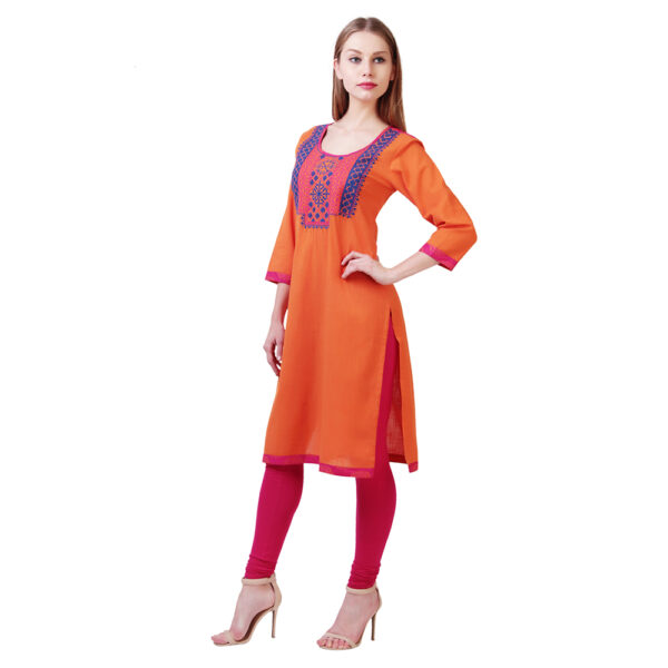 Ruzzell Maroon Rayon cotton Embroidered flaired Kurti - Image 2