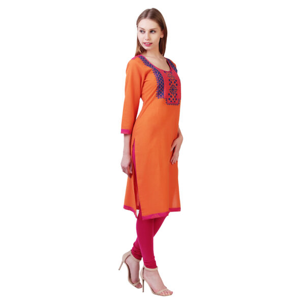 Ruzzell Maroon Rayon cotton Embroidered flaired Kurti - Image 3