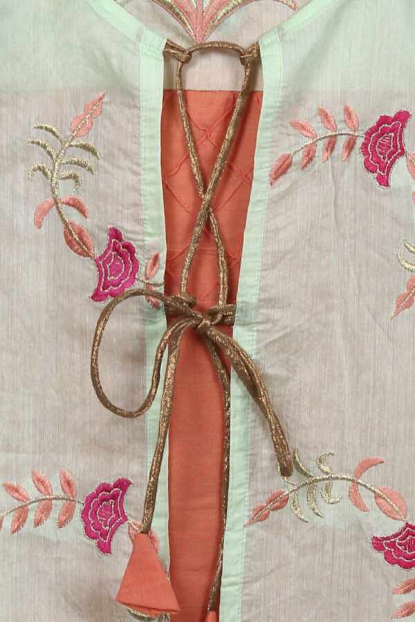 Ruzzell Peach one piece Long  Embroidered Kurti - Image 5