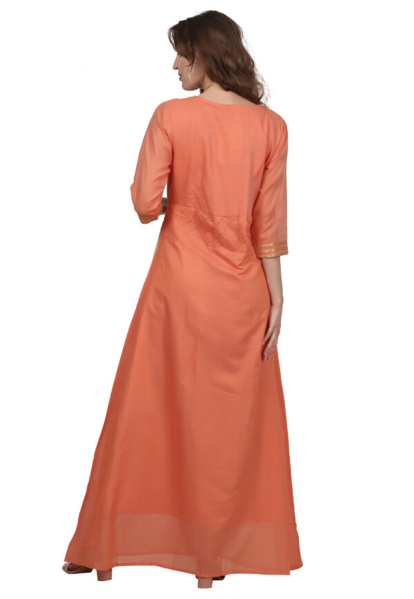 Ruzzell Peach one piece Long  Embroidered Kurti - Image 6