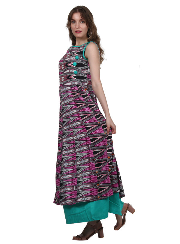 Ruzzell long  Multicolor sleeveless Flaired one piece - Image 3