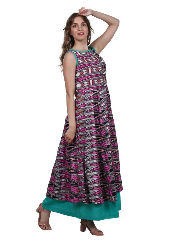 Ruzzell long  Multicolor sleeveless Flaired one piece