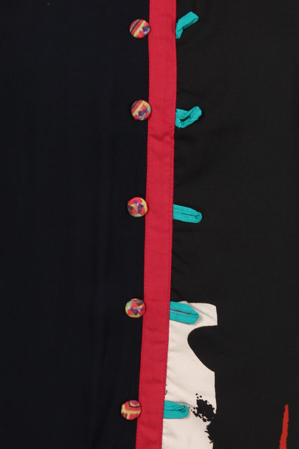 Ruzzell Black Georgette printed Sleeveless Straight Kurti - Image 6