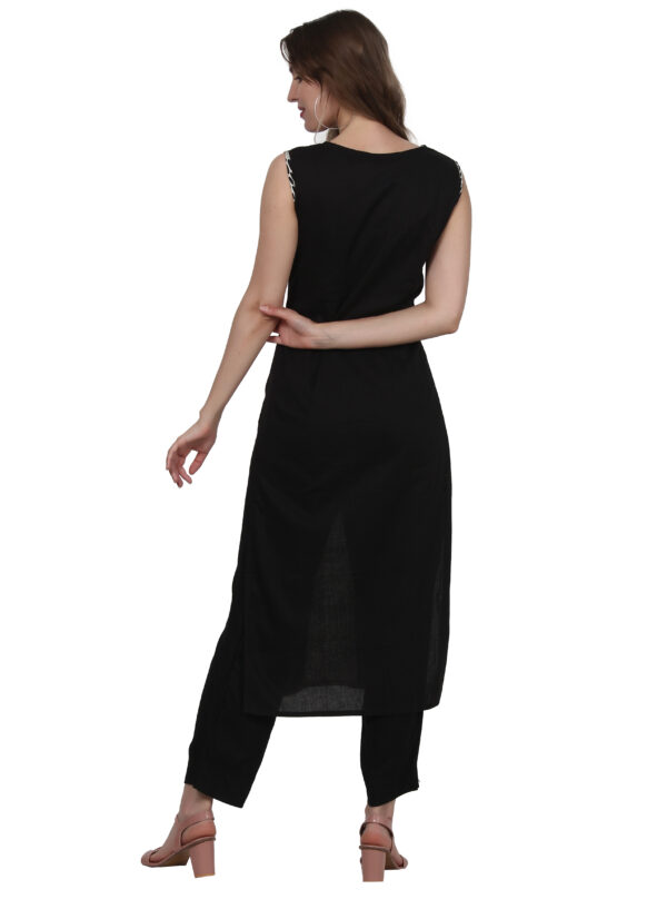 Ruzzell Black sleeveless cotton Kurti - Image 5