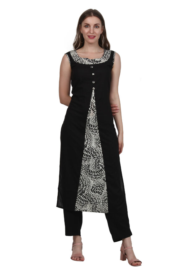 Ruzzell Black sleeveless cotton Kurti