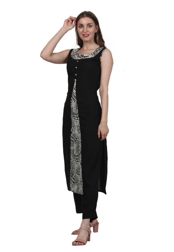 Ruzzell Black sleeveless cotton Kurti - Image 3