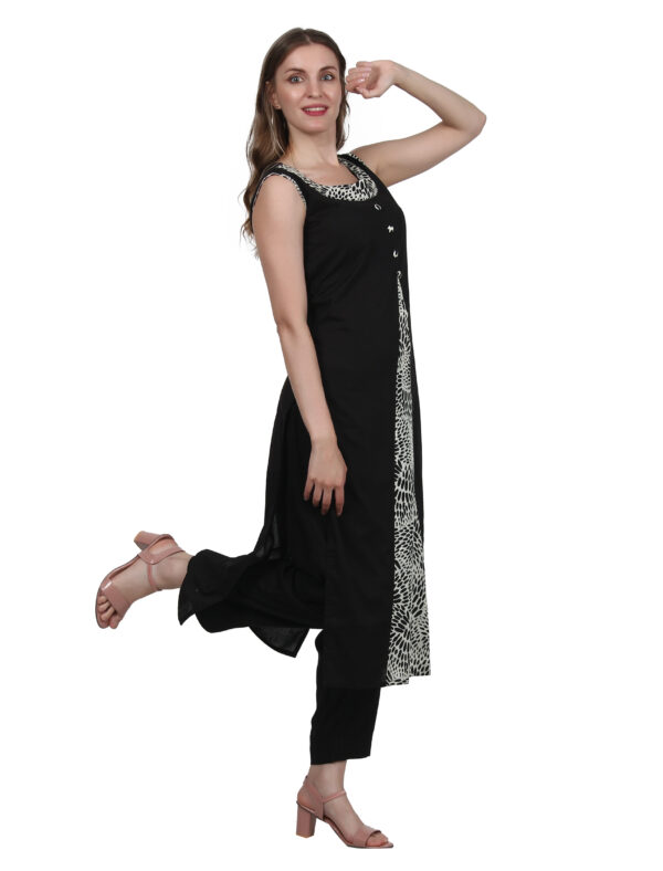 Ruzzell Black sleeveless cotton Kurti - Image 2