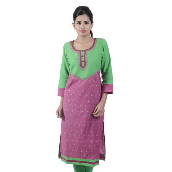Women Embroidered Cotton Rayon Straight Kurtai  (Multicolor)