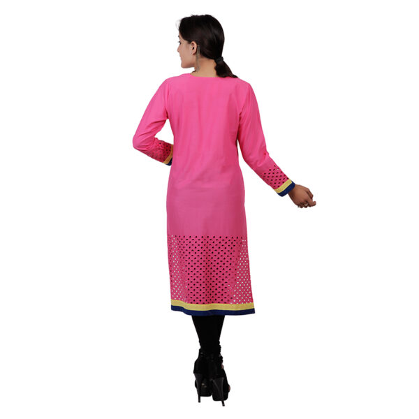 Women Printed Cotton Rayon Straight Kurti - Image 5