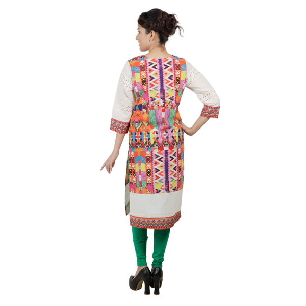 Women Printed Pure Cotton Straight Kurta  (Beige) - Image 3