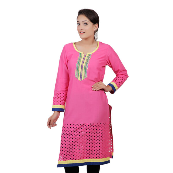 Women Printed Cotton Rayon Straight Kurti - Image 3
