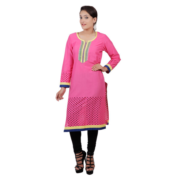 Women Printed Cotton Rayon Straight Kurti - Image 4