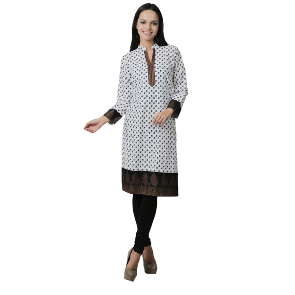 Women Chikan Embroidery Cotton Blend Straight Kurti - Image 6