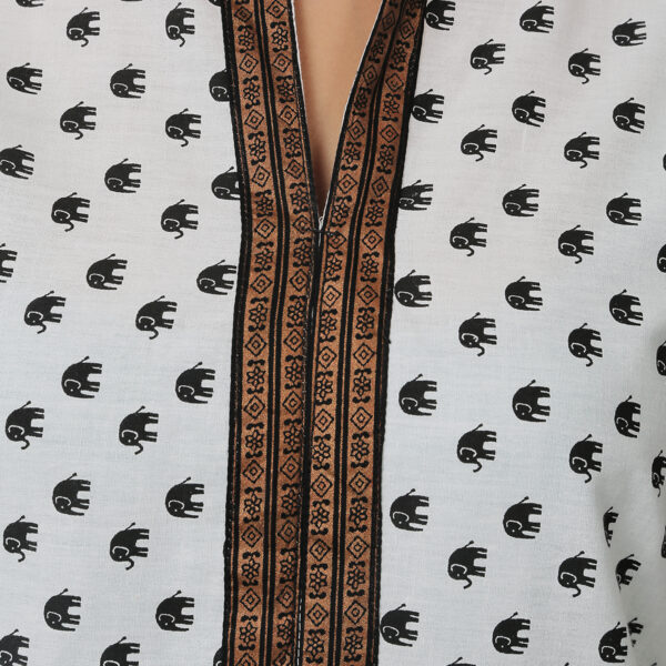 Women Chikan Embroidery Cotton Blend Straight Kurti - Image 2