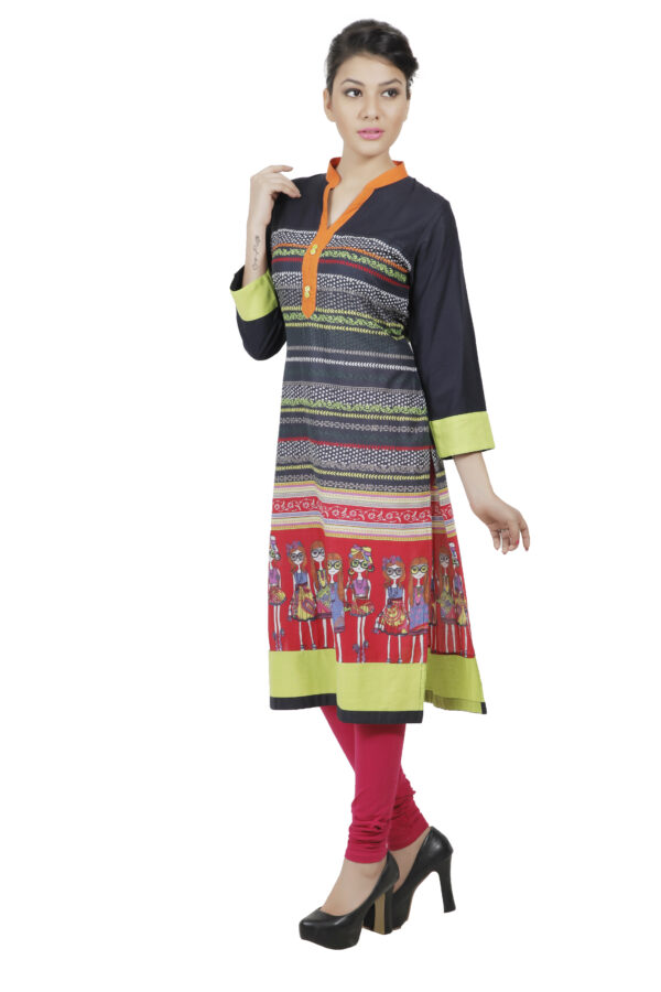 Women Printed Viscose Rayon A-line Kurti - Image 3