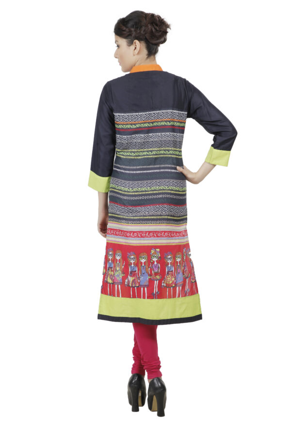 Women Printed Viscose Rayon A-line Kurti - Image 2