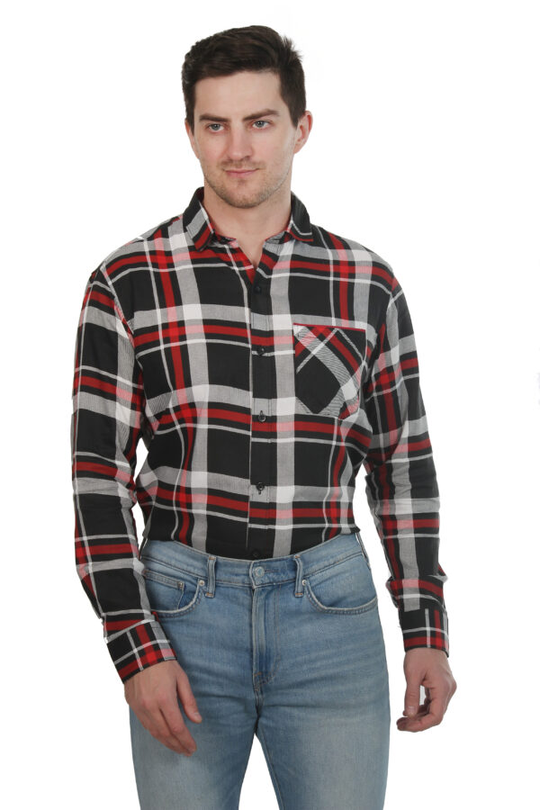 Men Comfort Fit Checkered Spread Collar Casual Shirt - Image 7
