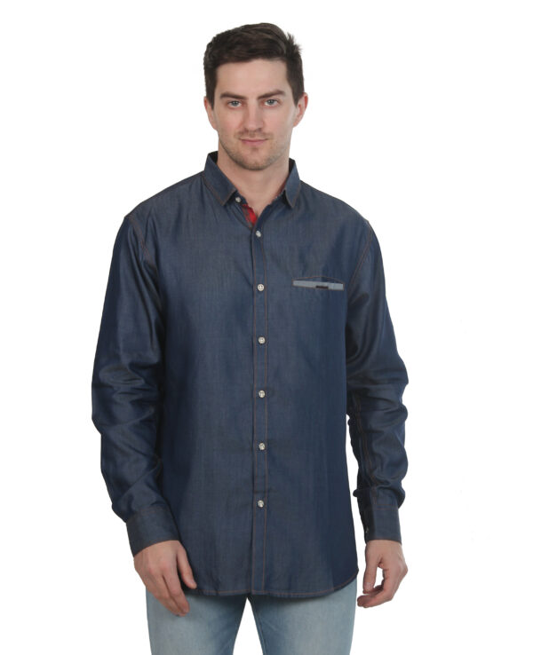 Men Regular Fit Solid Spread blue Collar Casual Shirt - Image 8