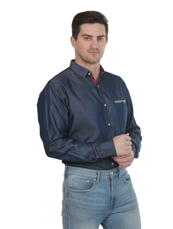 Men Regular Fit Solid Spread blue Collar Casual Shirt - Image 5