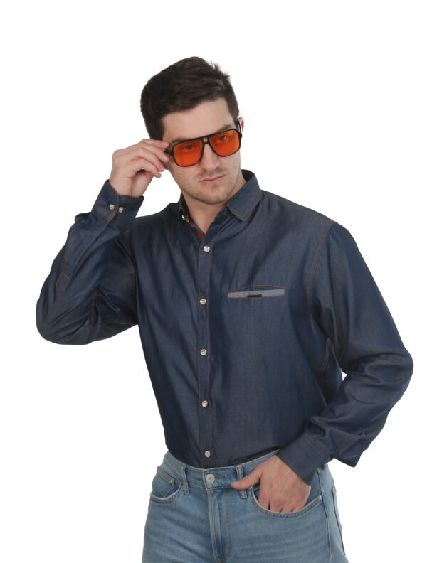 Men Regular Fit Solid Spread blue Collar Casual Shirt