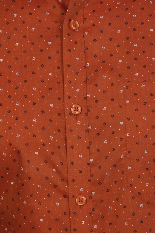 Men Slim Fit Solid Mandarin Red Collar Casual Shirt - Image 3