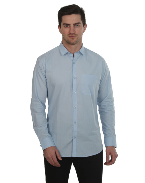 Men Regular Fit Solid Sky blue Collar Casual Shirt