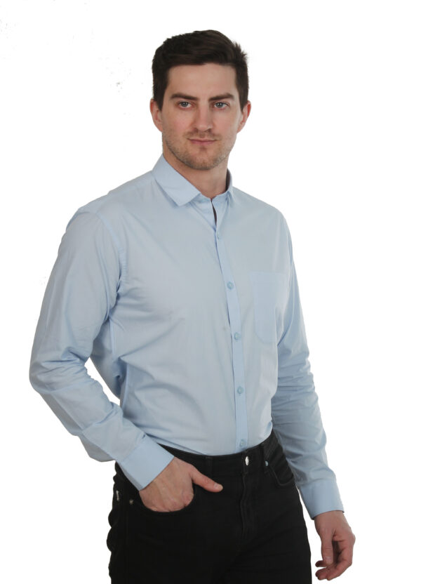 Men Regular Fit Solid Sky blue Collar Casual Shirt - Image 5