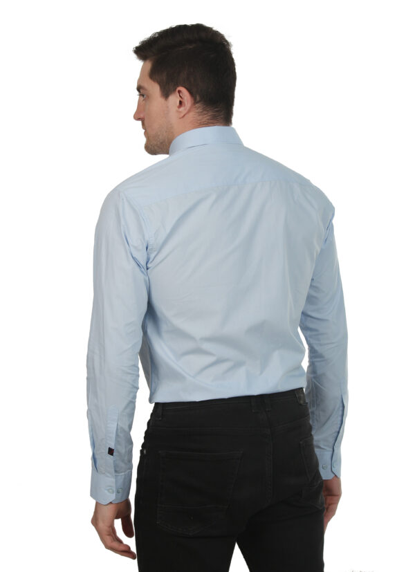 Men Regular Fit Solid Sky blue Collar Casual Shirt - Image 2