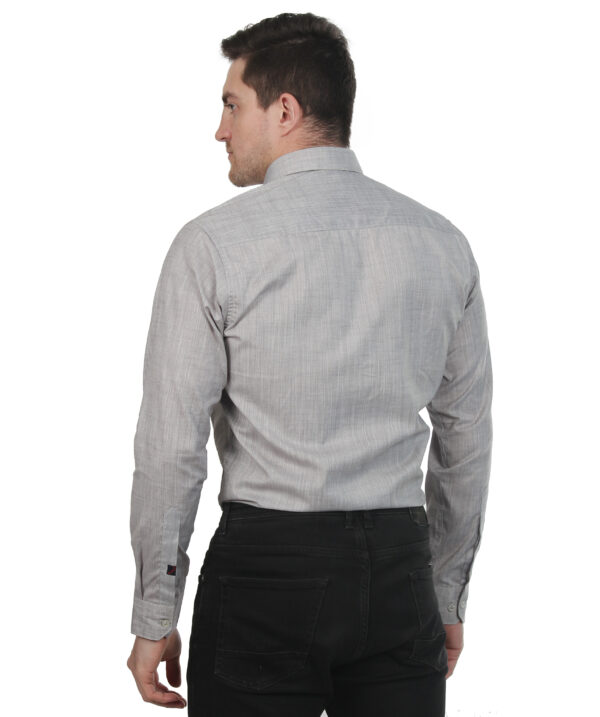Men Regular Fit Solid Spread Grey Collar Casual Shirt - Image 2