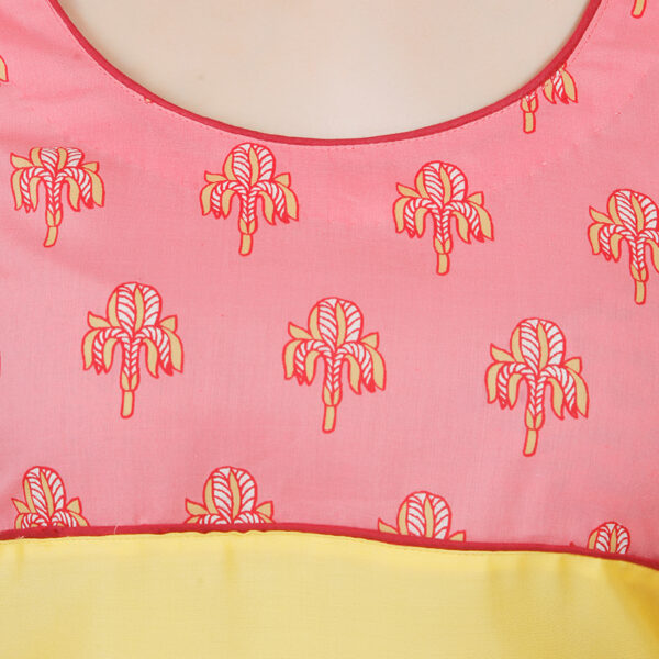 Women Printed Pure Cotton Straight Kurta  (Yellow, Pink) - Image 2