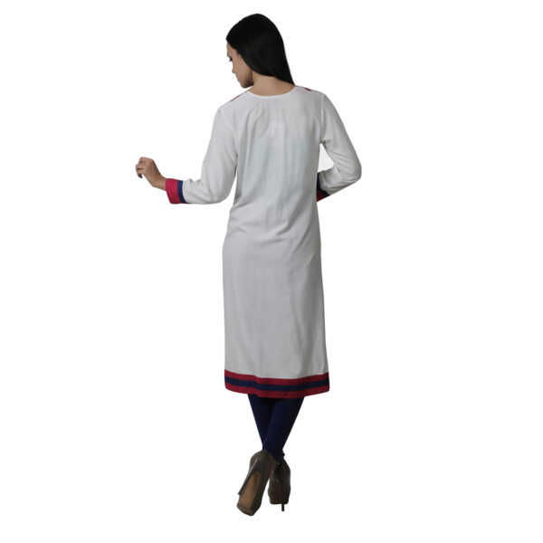 Women Floral Print Viscose Rayon Straight Kurta  (White) - Image 3