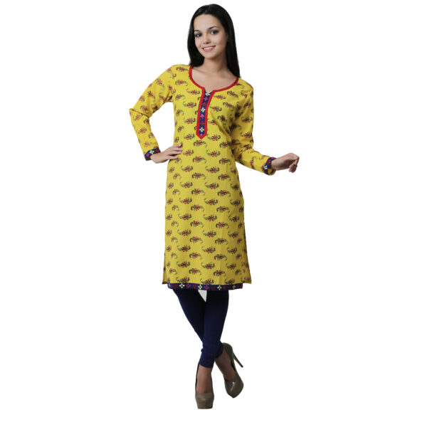 Women Geometric Print Viscose Rayon Straight Kurti  (Yellow) - Image 6