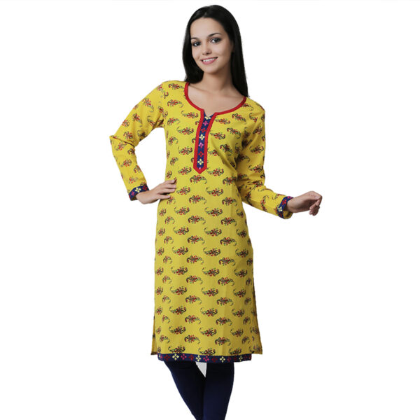 Women Geometric Print Viscose Rayon Straight Kurti  (Yellow) - Image 5