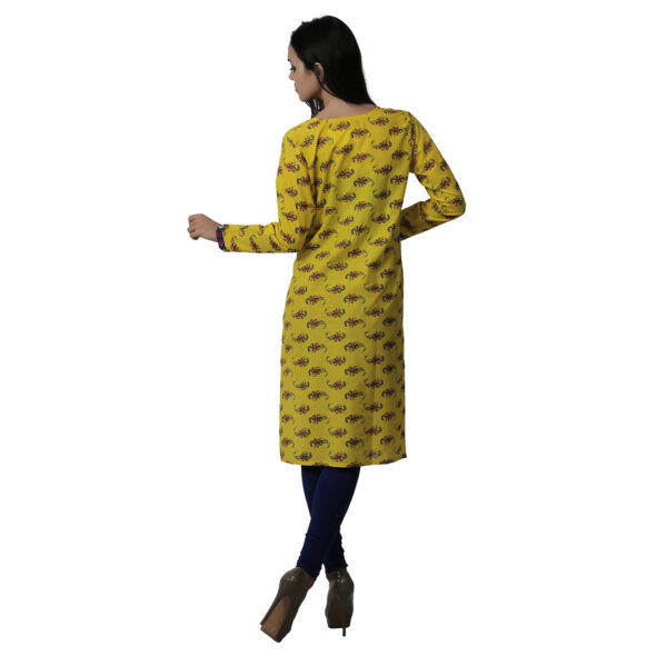 Women Geometric Print Viscose Rayon Straight Kurti  (Yellow) - Image 3